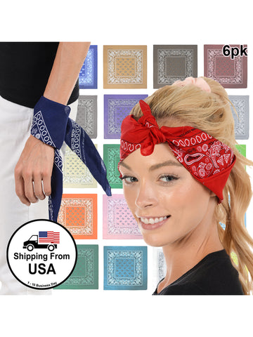 Image of 100% Cotton Head Wrap Bandanas 12 Pack with Tube Face Mask/Headband